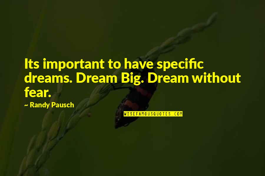 Being Welcomed Into Heaven Quotes By Randy Pausch: Its important to have specific dreams. Dream Big.