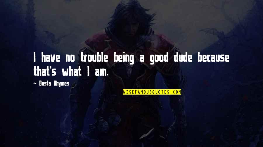 Being What I Am Quotes By Busta Rhymes: I have no trouble being a good dude