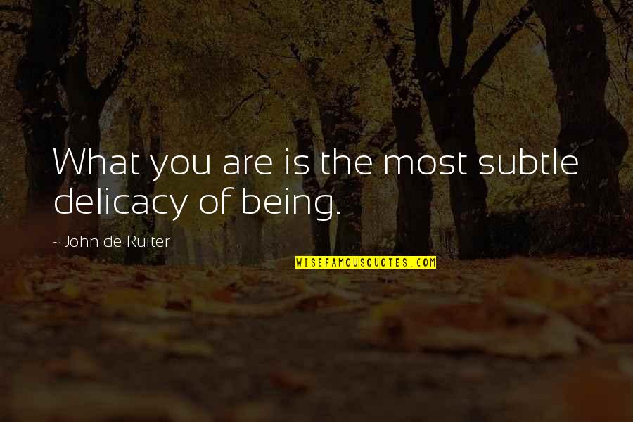 Being What You Are Quotes By John De Ruiter: What you are is the most subtle delicacy