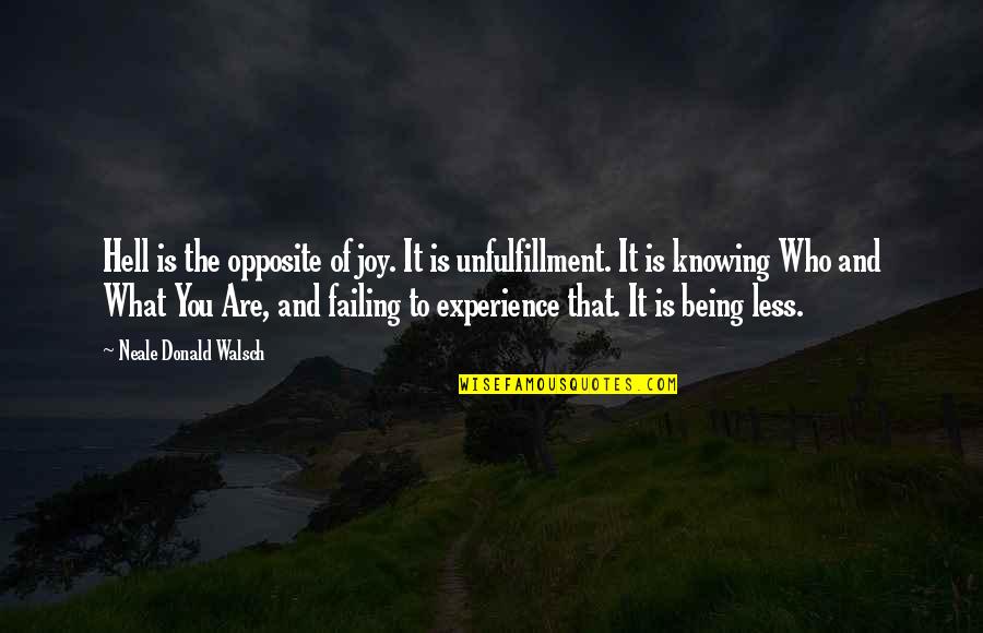 Being Who You Are Quotes By Neale Donald Walsch: Hell is the opposite of joy. It is