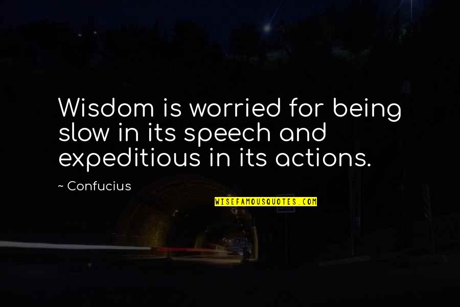 Being Worried Quotes By Confucius: Wisdom is worried for being slow in its