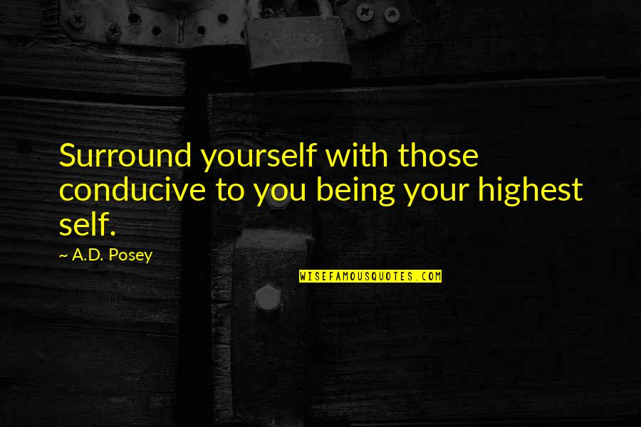 Being You Quotes Quotes By A.D. Posey: Surround yourself with those conducive to you being