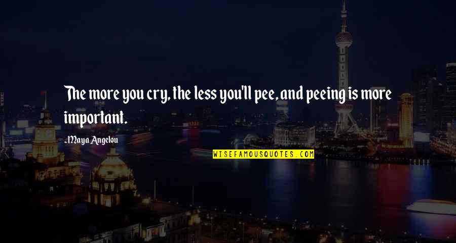 Being Your Worst Enemy Quotes By Maya Angelou: The more you cry, the less you'll pee,