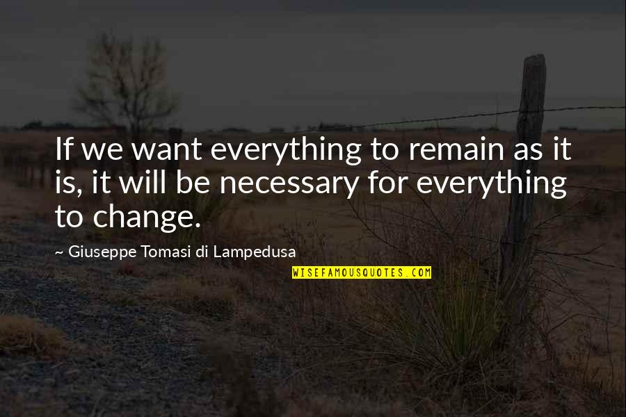 Being Yourself Tumblr Quotes By Giuseppe Tomasi Di Lampedusa: If we want everything to remain as it
