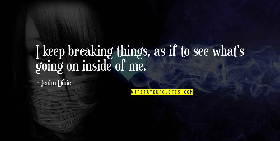 Bejeezus Humor Quotes By Jenim Dibie: I keep breaking things, as if to see