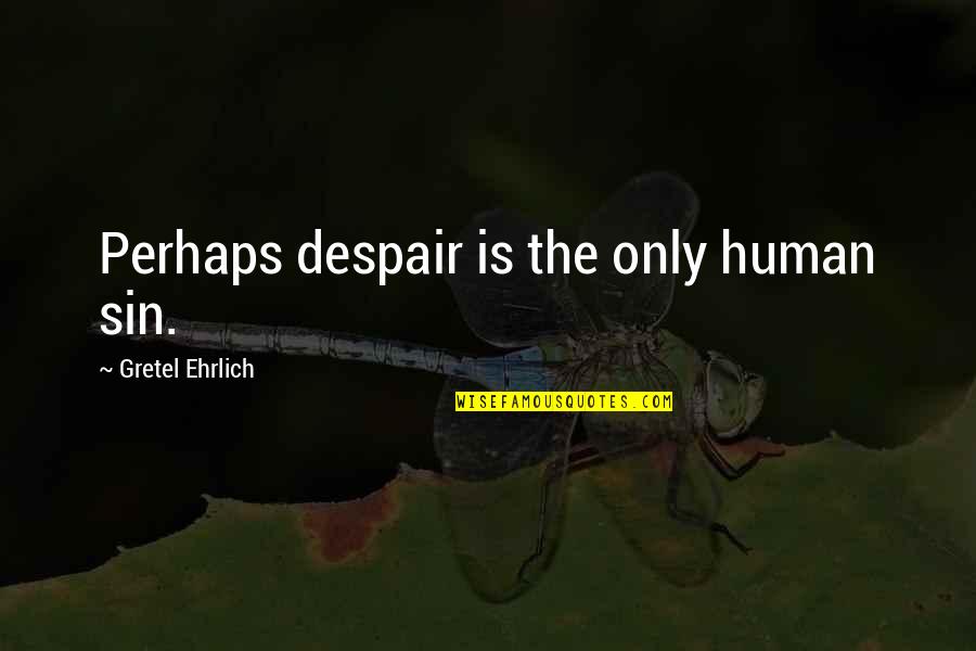 Bejeezus Quotes By Gretel Ehrlich: Perhaps despair is the only human sin. Bejeezus Quotes By Gretel Ehrlich: Perhaps despair is the only human sin.