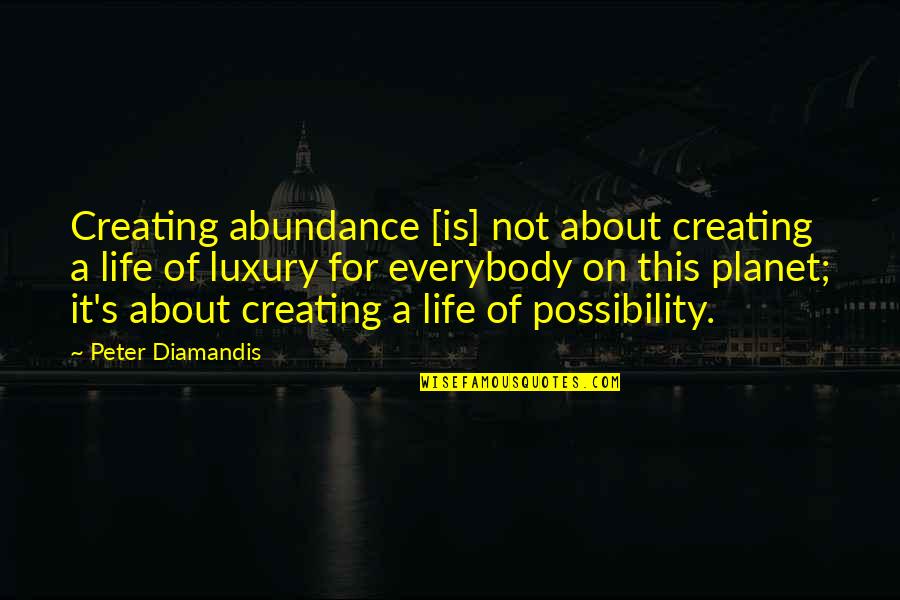 Bekkas Designs Quotes By Peter Diamandis: Creating abundance [is] not about creating a life
