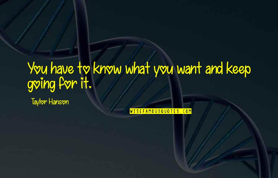 Belachew Kalechristos Quotes By Taylor Hanson: You have to know what you want and Belachew Kalechristos Quotes By Taylor Hanson: You have to know what you want and