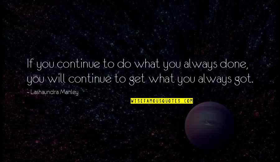 Belah Viaduct Quotes By Lashaundra Manley: If you continue to do what you always