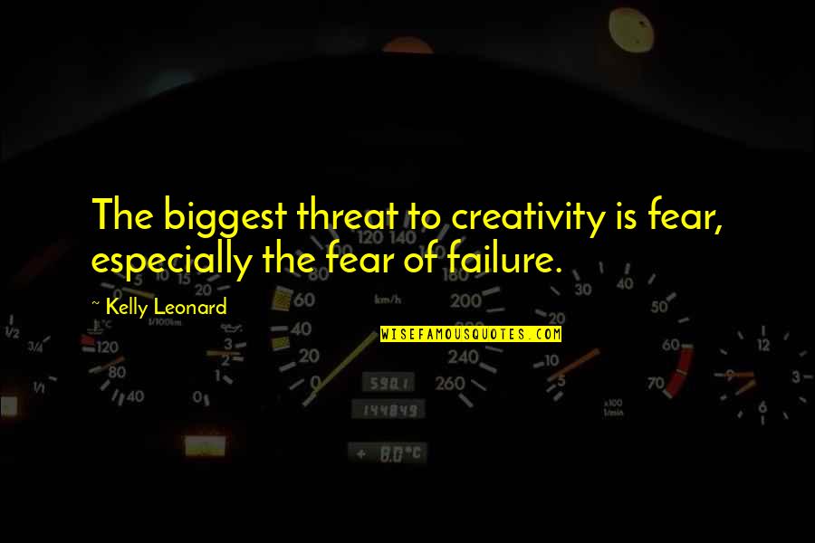 Beldad Significado Quotes By Kelly Leonard: The biggest threat to creativity is fear, especially