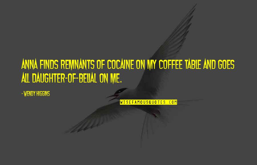 Belial Quotes By Wendy Higgins: Anna finds remnants of cocaine on my coffee