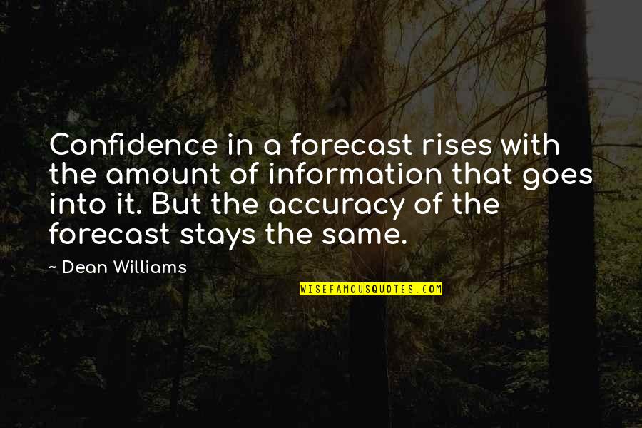 Beliebigen Translation Quotes By Dean Williams: Confidence in a forecast rises with the amount