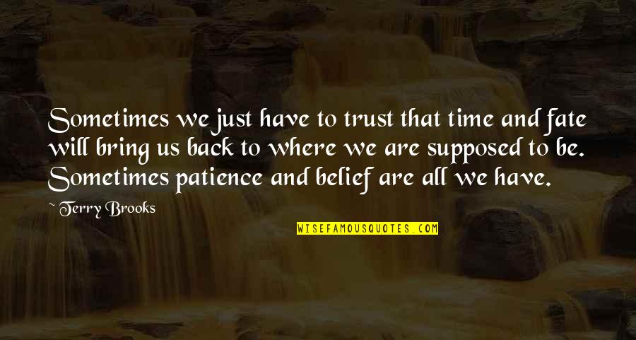 Belief And Trust Quotes By Terry Brooks: Sometimes we just have to trust that time