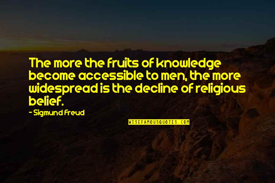 Belief Vs Knowledge Quotes By Sigmund Freud: The more the fruits of knowledge become accessible