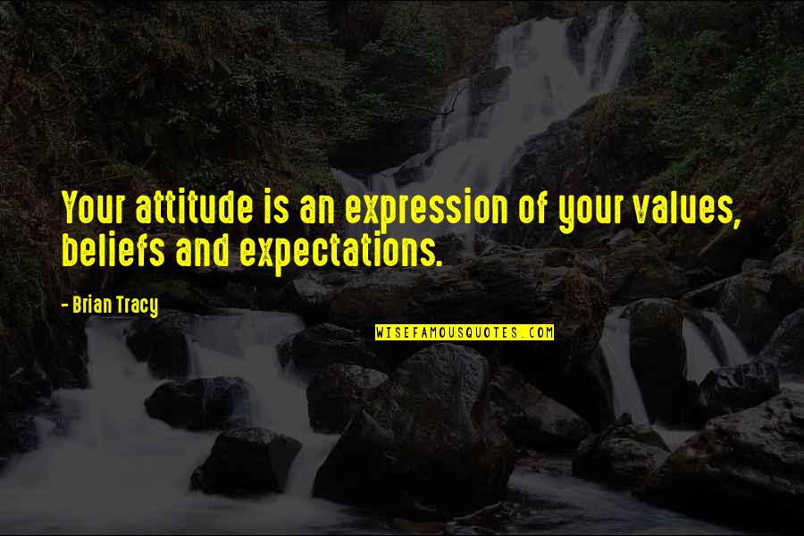 Beliefs And Values Quotes By Brian Tracy: Your attitude is an expression of your values,