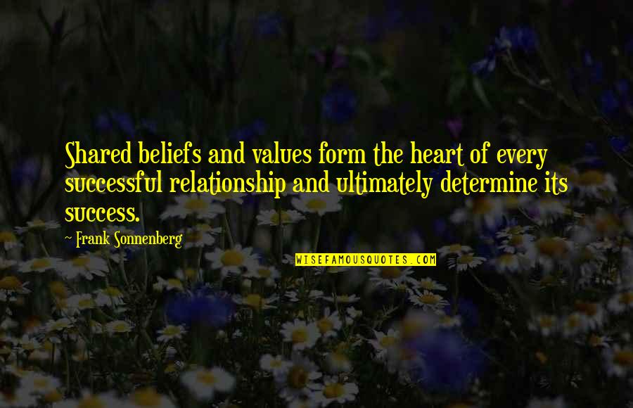Beliefs And Values Quotes By Frank Sonnenberg: Shared beliefs and values form the heart of
