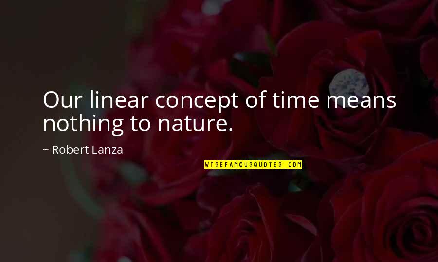 Believable Synonym Quotes By Robert Lanza: Our linear concept of time means nothing to