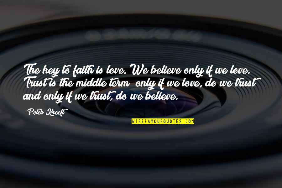 Believe And Faith Quotes By Peter Kreeft: The key to faith is love. We believe