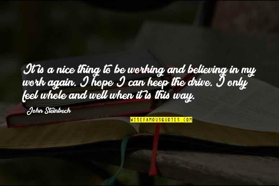 Believe And Hope Quotes By John Steinbeck: It is a nice thing to be working