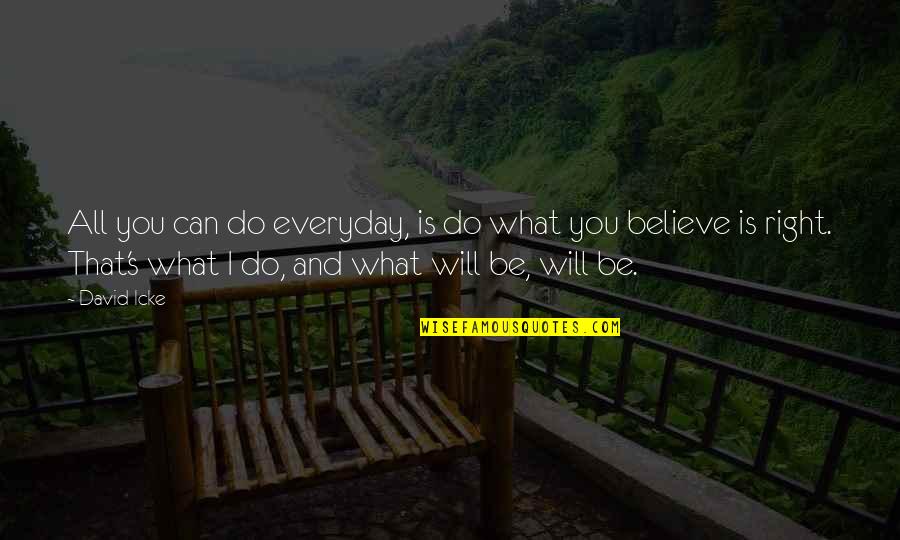 Believe And I Will Quotes By David Icke: All you can do everyday, is do what