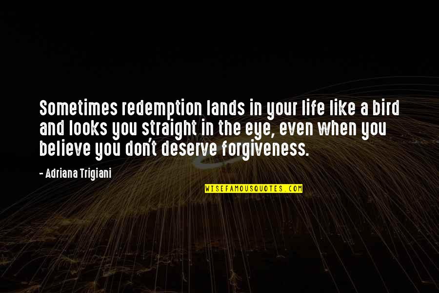 Believe And Life Quotes By Adriana Trigiani: Sometimes redemption lands in your life like a