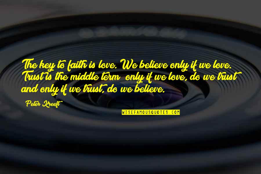 Believe And Trust Quotes By Peter Kreeft: The key to faith is love. We believe