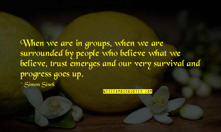 Believe In Trust Quotes By Simon Sinek: When we are in groups, when we are