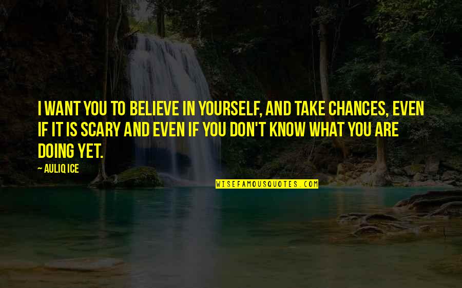 Believe In What You Are Doing Quotes By Auliq Ice: I want you to believe in yourself, and