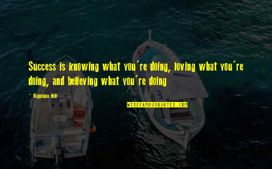 Believe In What You Are Doing Quotes By Napoleon Hill: Success is knowing what you're doing, loving what