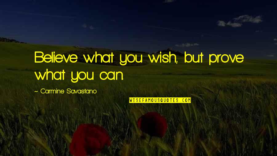 Believe In Your Decision Quotes By Carmine Savastano: Believe what you wish, but prove what you Believe In Your Decision Quotes By Carmine Savastano: Believe what you wish, but prove what you