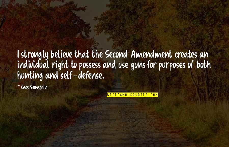 Believe In Your Purposes Quotes By Cass Sunstein: I strongly believe that the Second Amendment creates Believe In Your Purposes Quotes By Cass Sunstein: I strongly believe that the Second Amendment creates