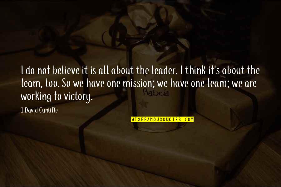 Believe In Your Team Quotes By David Cunliffe: I do not believe it is all about