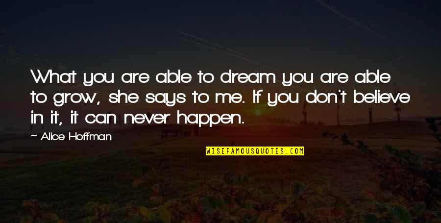 Believe It Can Happen Quotes By Alice Hoffman: What you are able to dream you are