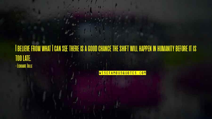 Believe It Can Happen Quotes By Eckhart Tolle: I believe from what I can see there