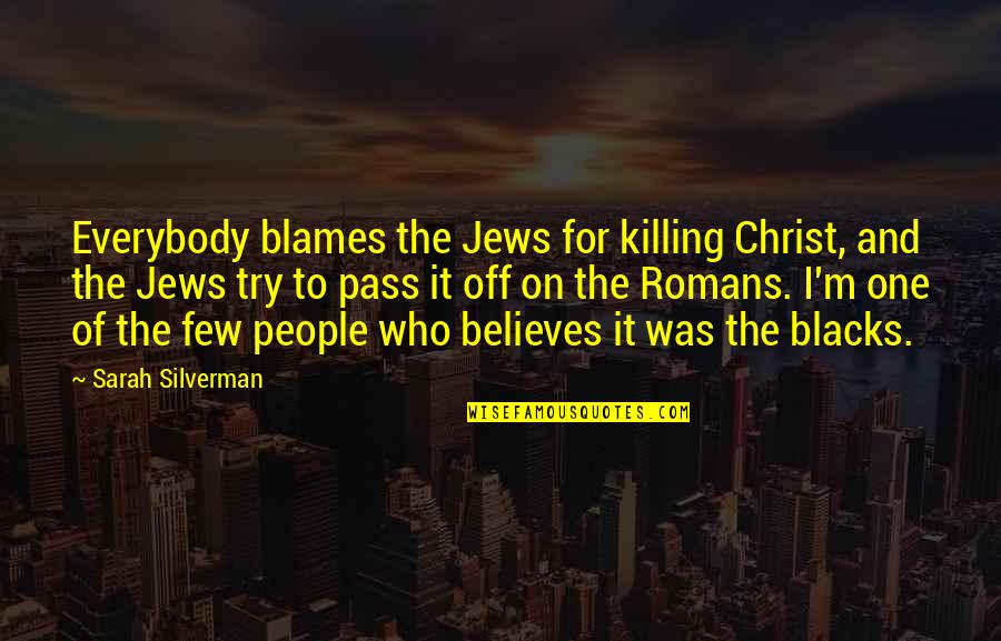 Believe It Or Not Funny Quotes By Sarah Silverman: Everybody blames the Jews for killing Christ, and