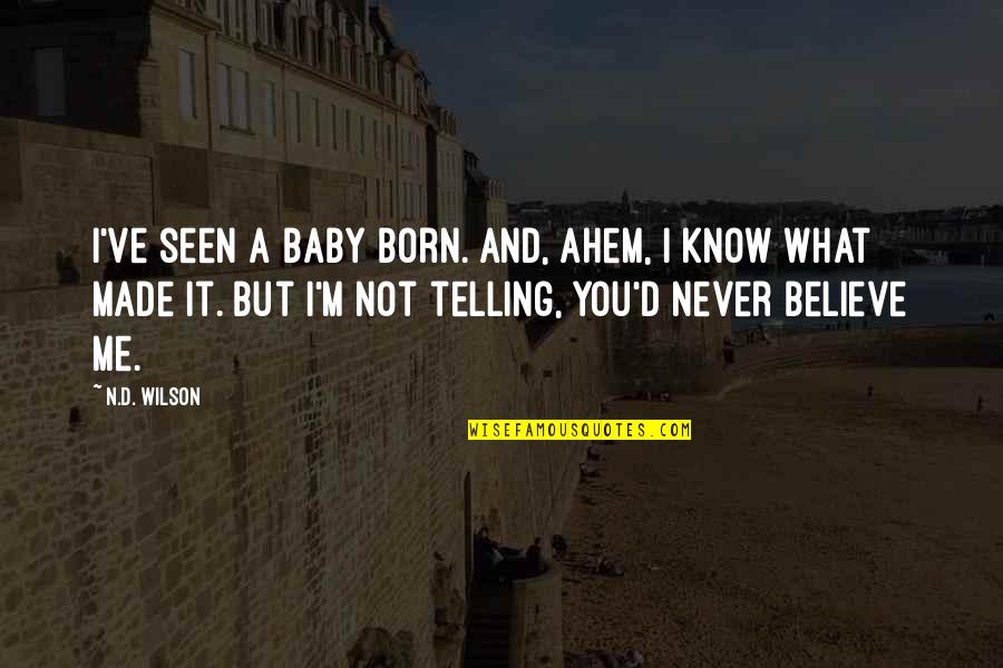 Believe Me Baby Quotes By N.D. Wilson: I've seen a baby born. And, ahem, I