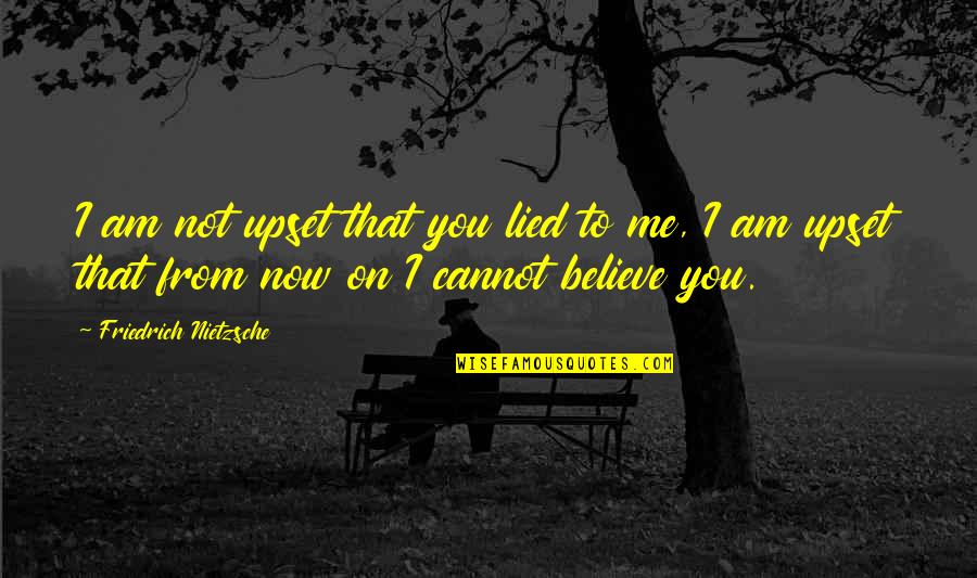 Believe On You Quotes By Friedrich Nietzsche: I am not upset that you lied to