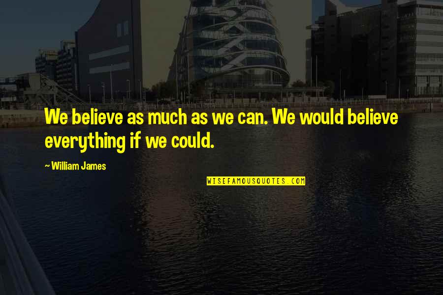 Believe We Can Quotes By William James: We believe as much as we can. We