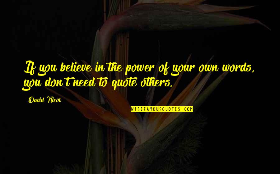 Believe Words Quotes By David Nicol: If you believe in the power of your