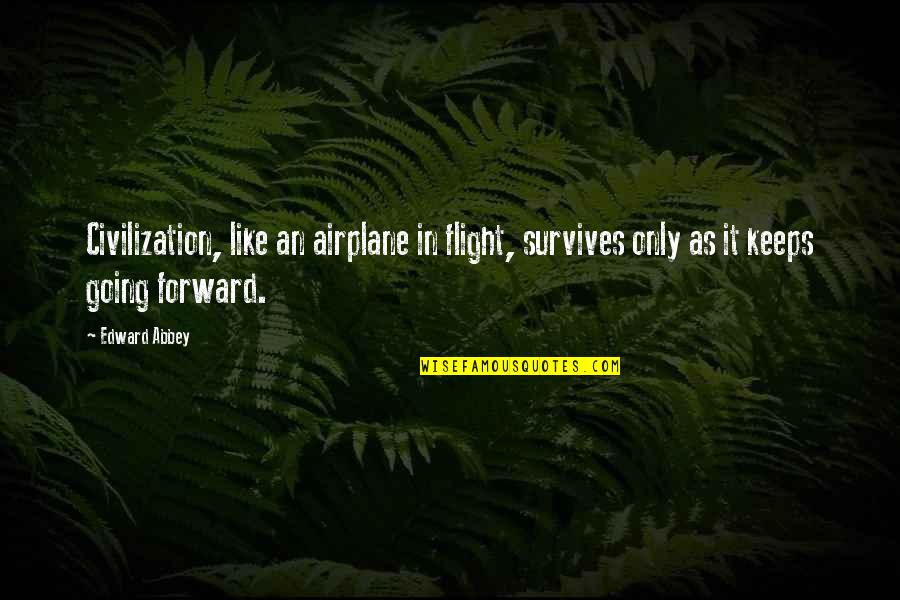 Believe You Can Change The World Quotes By Edward Abbey: Civilization, like an airplane in flight, survives only