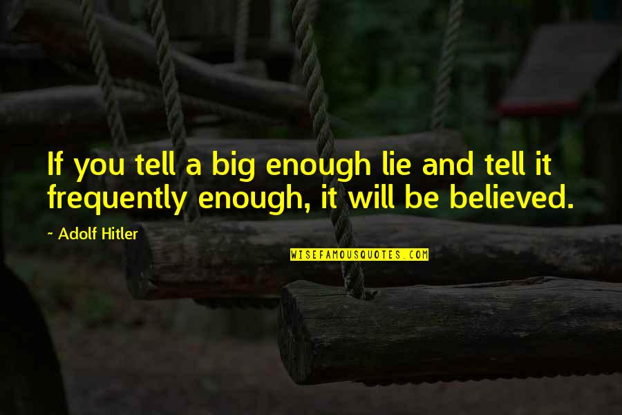 Believed Your Lies Quotes By Adolf Hitler: If you tell a big enough lie and