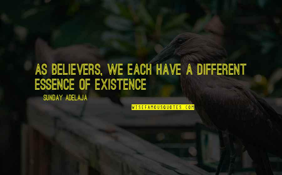Believers Quotes By Sunday Adelaja: As believers, we each have a different essence