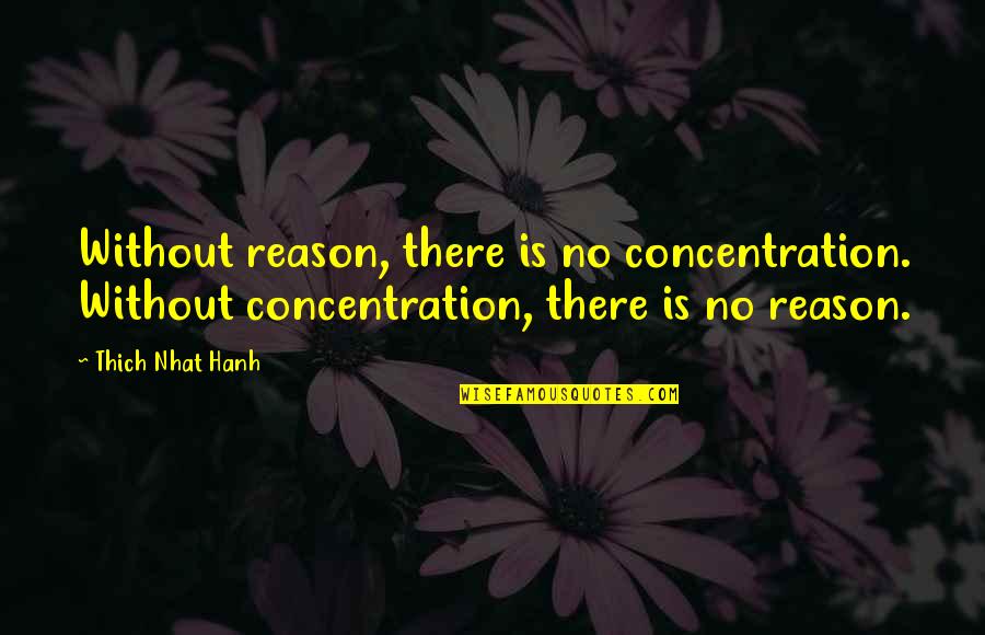 Believing What You See Quotes By Thich Nhat Hanh: Without reason, there is no concentration. Without concentration,