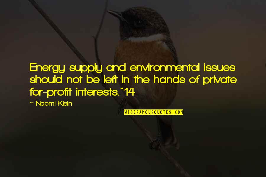 Belifs Quotes By Naomi Klein: Energy supply and environmental issues should not be
