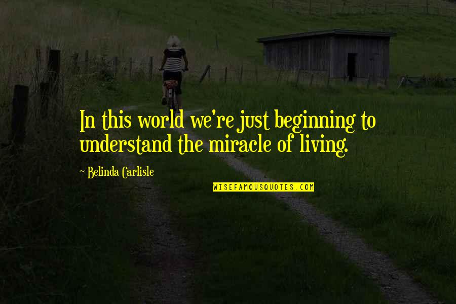 Belinda Quotes By Belinda Carlisle: In this world we're just beginning to understand