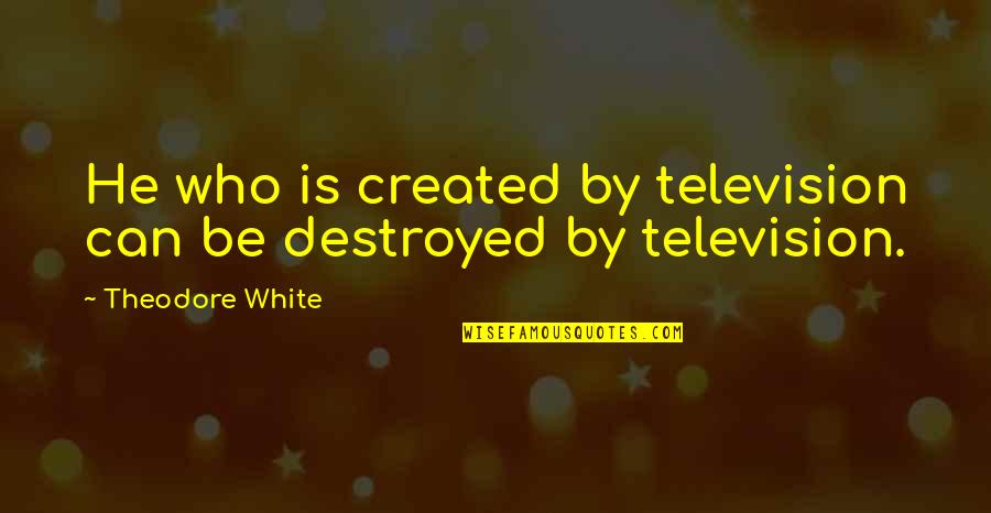 Belittling Quotes By Theodore White: He who is created by television can be