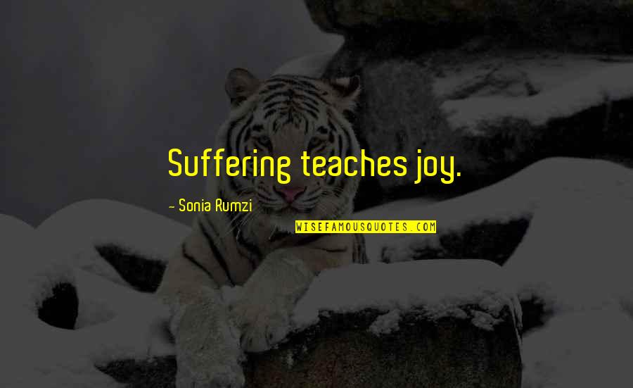 Belker Direct Quotes By Sonia Rumzi: Suffering teaches joy.