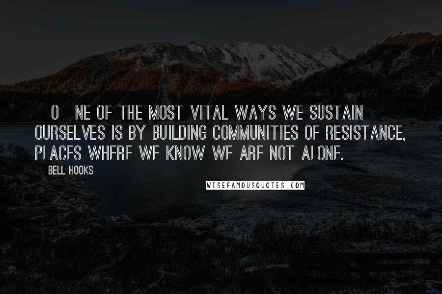 Bell Hooks quotes: [O]ne of the most vital ways we sustain ourselves is by building communities of resistance, places where we know we are not alone.