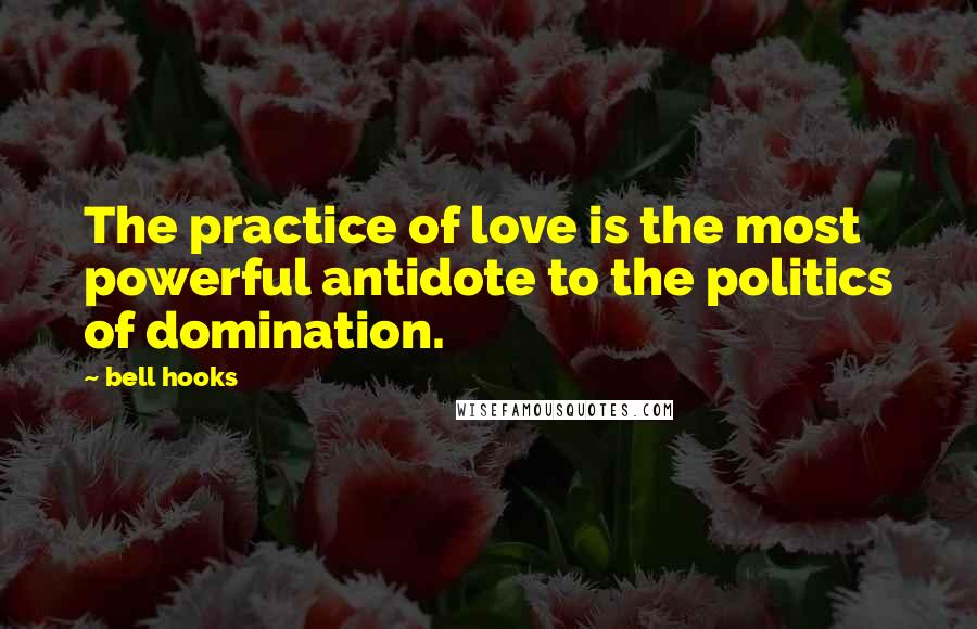 Bell Hooks quotes: The practice of love is the most powerful antidote to the politics of domination.