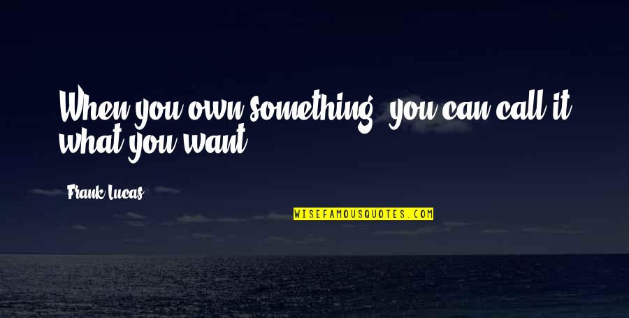 Bellflower 2011 Quotes By Frank Lucas: When you own something, you can call it